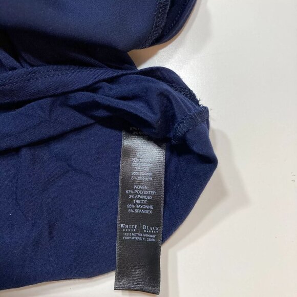 White House Black Market WHBM Navy Drape Crossover Front Blouse Size Small - Picture 9 of 12